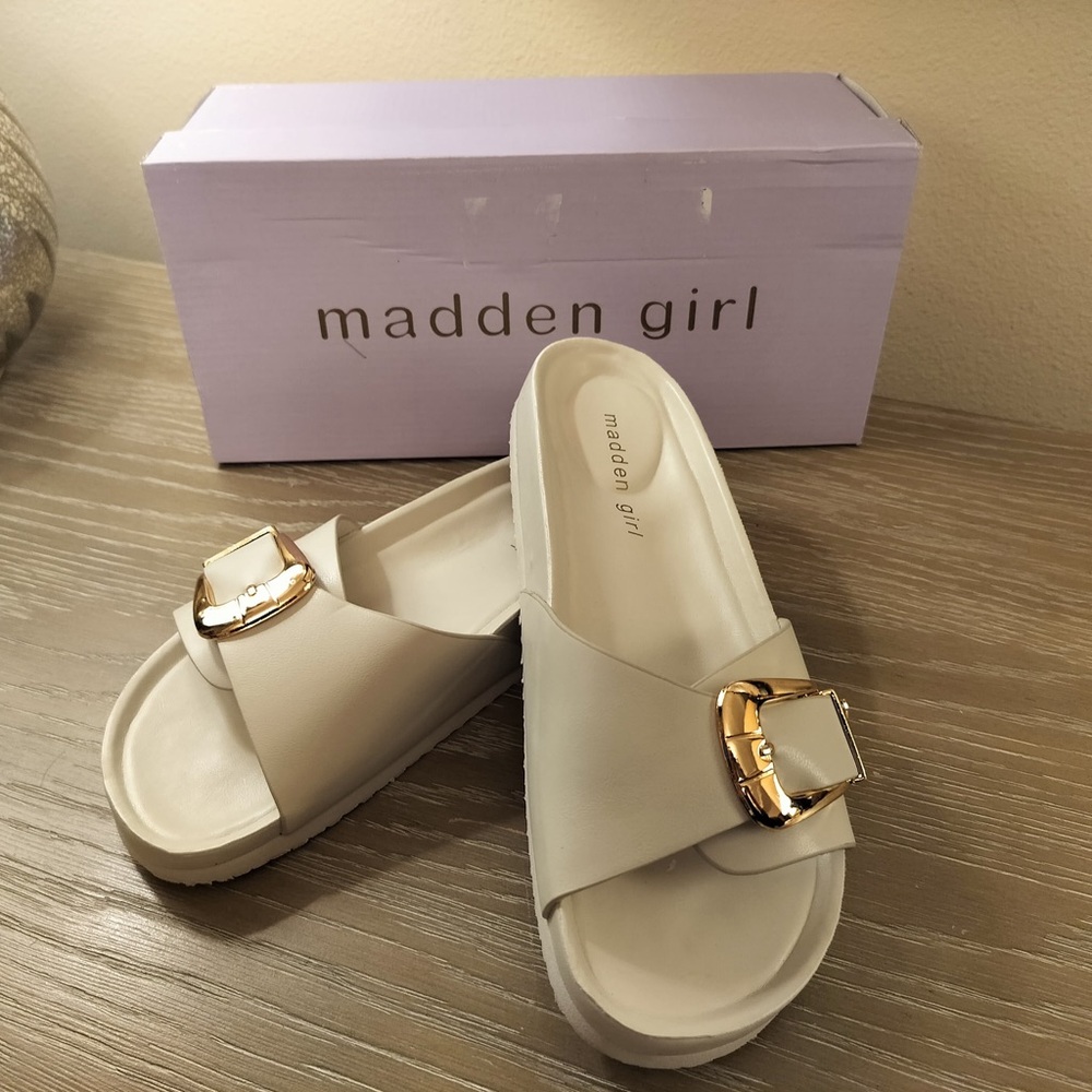 Madden Girl Brookk sandal with buckles and hardware for a western inspired look